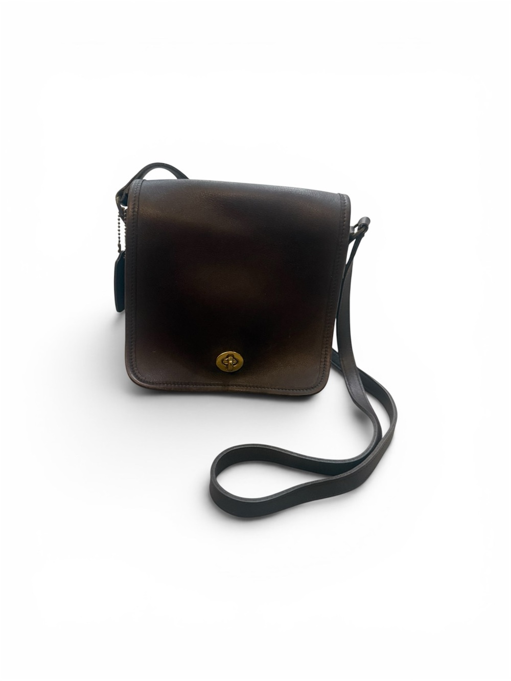 Vintage Coach USA Made Mahogany Leather Turnlock Crossbody Bag Classic NYC Style